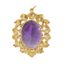 14K YELLOW GOLD AND SILVER GILT DIAMONDS, AMETHYST AND RUBIES PENDANT