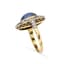 ART DECO STYLE 18K WHITE AND YELLOW GOLD, SAPPHIRE, DIAMOND RING