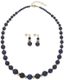 GRADUATED LAPIS LAZULI BEAD NECKLACE AND PAIR OF EARRINGS
