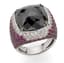 18K WHITE GOLD, DIAMOND AND RUBIE RING