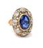 BUCCELLATI Mario; 1940's. Sapphire ring
BUCCELLATI Mario; 1940's. Ring in yellow gold and Sri Lankan sapphire, natural oval cut size of 9.4 carats and old cut d...