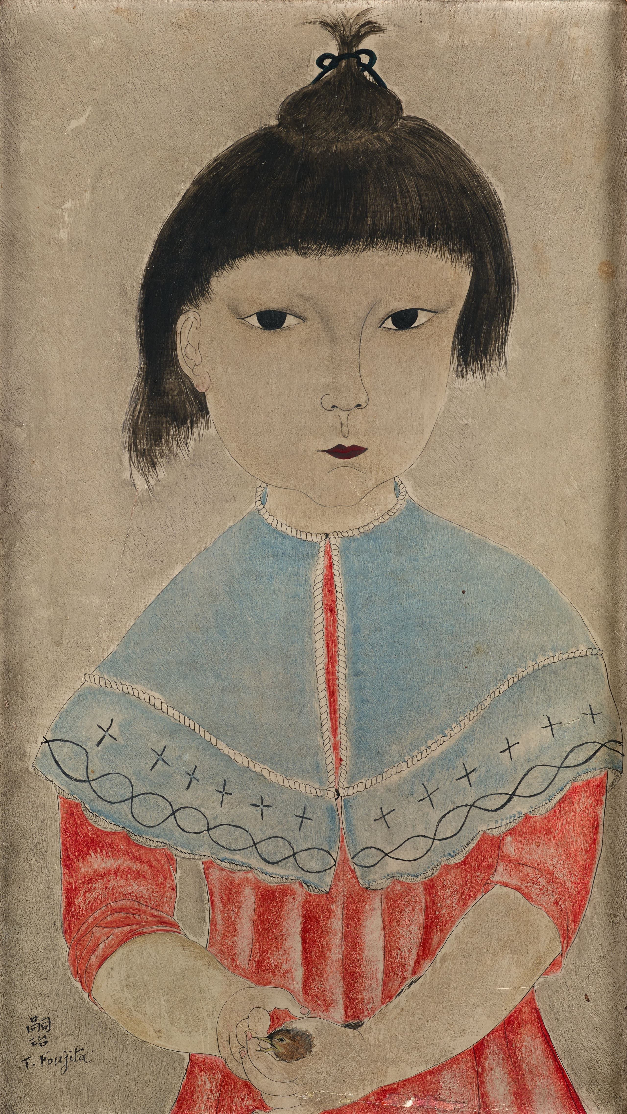 Tsuguharu Foujita (1886-1968) Fillette à l'oiseau (Little girl