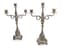 TIFFANY & CO. PAIR OF SILVER SOLDERED THREE-LIGHT CANDELABRA WITH FLOWER DECORATION