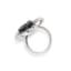 18K WHITE GOLD, DIAMOND AND SCULPTURED SAPPHIRE RING