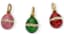 SET OF THREE SMALL 'EASTER EGGS' SILVER-GILT ENAMEL PENDANTS