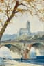 GEORGES LAPCHINE (1885-1950)
Pêcheurs à la ligne sur les bords de Seine