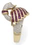 SWAN' 14K YELLOW GOLD, DIAMOND AND RUBY RING