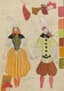 BERNARD DAYDÉ (1921–1986)
Two costume designs for Stravinsky’s ballet ‘Pulcinella’, choreographed by Maurice Béjart