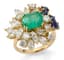 18K YELLOW GOLD, DIAMOND, SAPPHIRE AND EMERALD ‘FLOWER’ RING
.