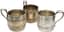 OVCHINNIKOV SET OF THREE RUSSIAN SILVER TEA GLASS HOLDERS
Pavel Ovchinnikov, Supplier to the Court of His Imperial Majesty, assay master Victor Savinkov, Moscow, 1885