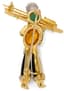 THE SKIER' 18K YELLOW GOLD, DIAMOND, AMETHYST, AMBER, CITRINE AND ROCK CRYSTAL BROOCH