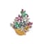 ‘FLOWER BASKET’ 14K WHITE AND YELLOW GOLD, DIAMOND, EMERALD, RUBY AND SAPPHIRE BROOCH