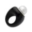 18K WHITE GOLD, ONYX, PEARL, DIAMOND RING