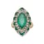 18K YELLOW AND WHITE GOLD DIAMOND AND EMERALD RING