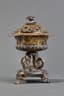 RUSSIAN SILVER-GILT CAVIAR VASE ON PEDESTAL WITH COVER, 1851