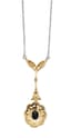 18K WHITE GOLD CHAIN WITH 18K WHITE AND YELLOW GOLD DIAMOND AND SAPPHIRE PENDANT