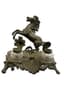 PRANCING HORSE INKWELL, EARLY 20TH CENTURY
on a rounded base decorated with a plant arabesque and a shell, the glass inkwells are octagonal in shape with a cylindrical base, the lids decorated with an open flower