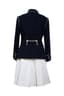 CHANEL BY KARL LAGERFELD SPRING 2009
Navy blue pearl embellished jacket with white skirt