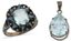 ENSEMBLE BAGUE EN ARGENT DIAMANTS PIERRES BLEUES ET PENDENTIF EN ARGENT STERLING ET AQUAMARINE