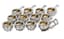 GRACHEV SET OF TWELVE SILVER GILT SALT CELLARS AND SILVER SPOONS
Grachev Brothers, Supplier to the Court of His Imperial Majesty, Saint Petersburg, 1899-1908