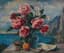 DAVID BURLIUK (1882-1967)
Peony bouquet with coastal panorama