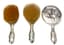 [FROM THE ESTATE OF ELIZAVETA DEMIDOVA-OBOLENSKAYA]
STERLING SILVER DRESSING TABLE SET COMPRISING TWO BRUSHES AND A MIRROR
Including Mark of William Comyns, London, 1896-1900