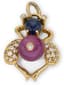 ‘BEE’ 18K YELLOW GOLD, SAPPHIRE, RUBY AND DIAMOND PENDANT