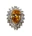 PLATINUM NATURAL FANCY DEEP BROWN-YELLOW DIAMOND AND DIAMOND RING (GIA CERTIFICATE)