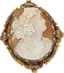 VINTAGE YELLOW GOLD, ENAMEL AND SHELL CAMEO BROOCH