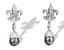 PAIR OF WHITE GOLD FLEUR DE LYS EARRINGS, DIAMONDS, BLACK TAHITIAN PEARLS