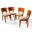 SUITE DE QUATRE CHAISES DE STYLE ART DÉCO EN FRÊNE ET NOYER
Seconde moitié du 20ème siècle