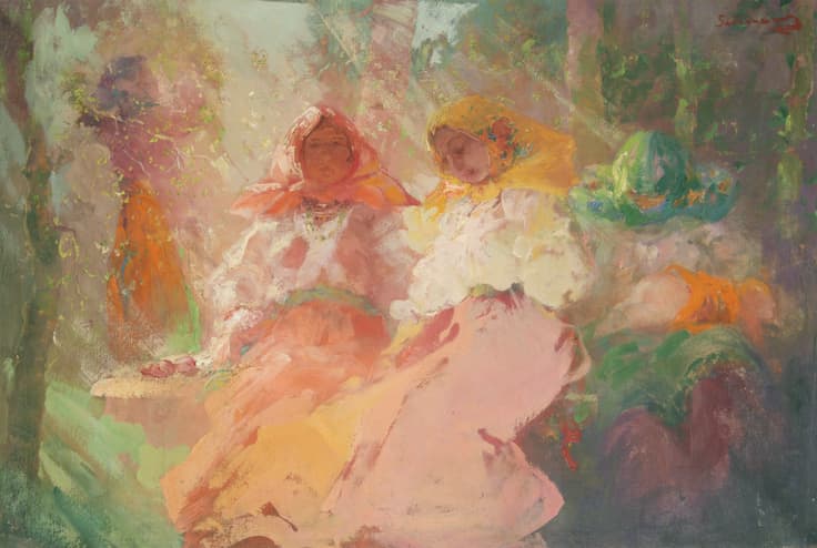 PAUL CHMAROFF (1874-1950) THREE RUSSIAN PEASANT WOMEN