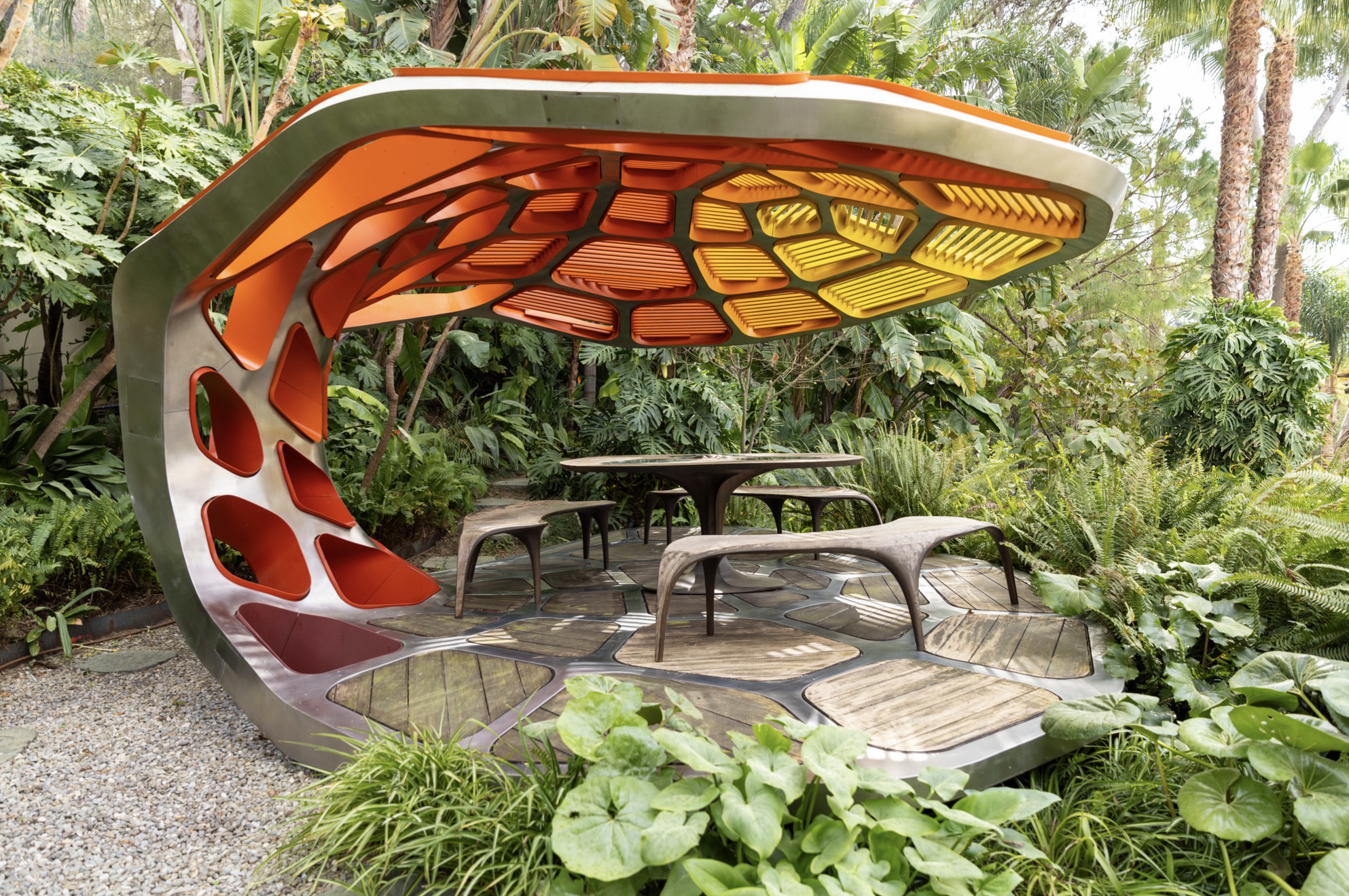 Volu Dining Pavilion by Zaha Hadid — exterior view